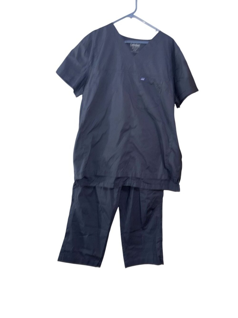 Landau Womens Grey Scrub Set Stretch Top XL Pants L Comfortable Medical Uniform